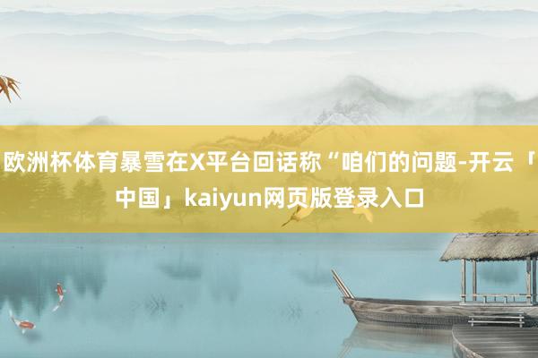 欧洲杯体育暴雪在X平台回话称“咱们的问题-开云「中国」kaiyun网页版登录入口