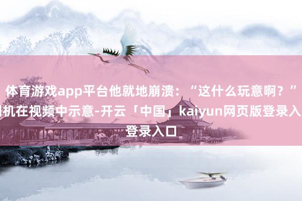 体育游戏app平台他就地崩溃：“这什么玩意啊？”司机在视频中示意-开云「中国」kaiyun网页版登录入口
