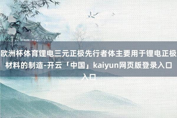 欧洲杯体育锂电三元正极先行者体主要用于锂电正极材料的制造-开云「中国」kaiyun网页版登录入口