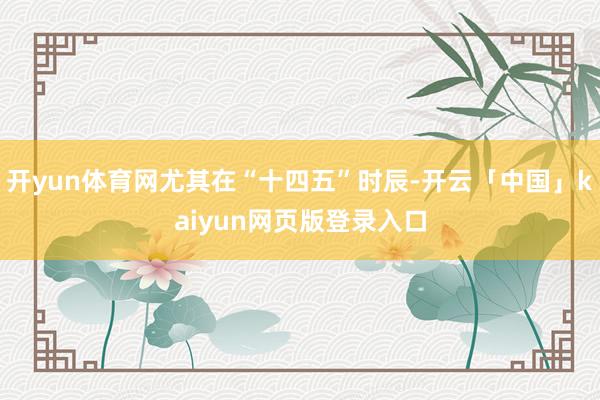 开yun体育网尤其在“十四五”时辰-开云「中国」kaiyun网页版登录入口